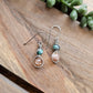 Green Pyrite, Sunstone and Silver Earrings