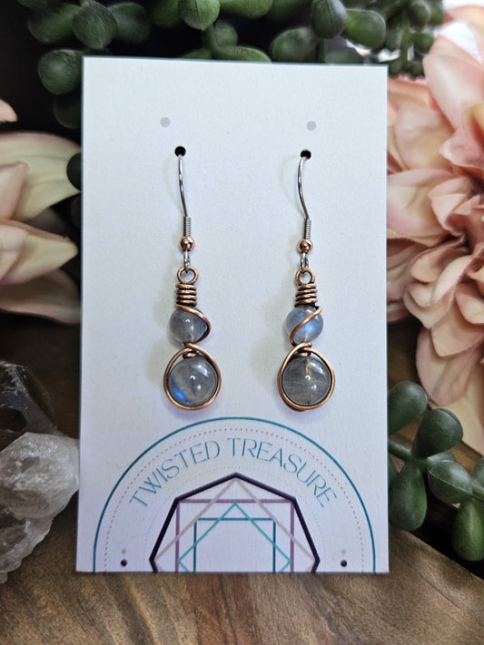 Labradorite and Copper Earrings