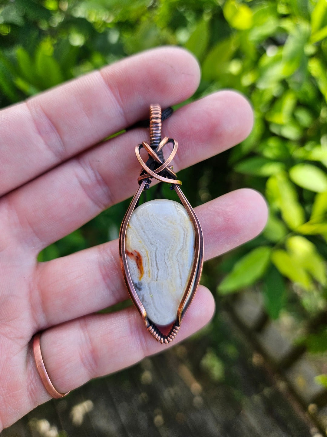 Crazy Lace Agate and Copper Necklace