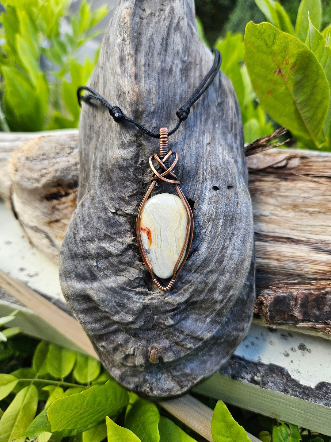 Crazy Lace Agate and Copper Necklace