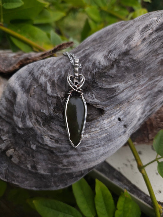 Nephrite Jade and Sterling Silver Necklace