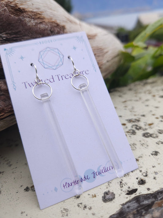 Clear Quartz and Sterling Silver Earrings