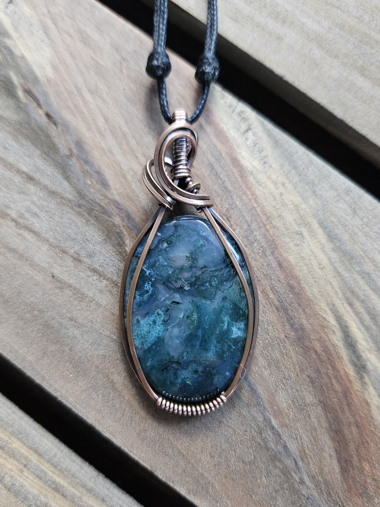 Moss Agate and Copper Necklace