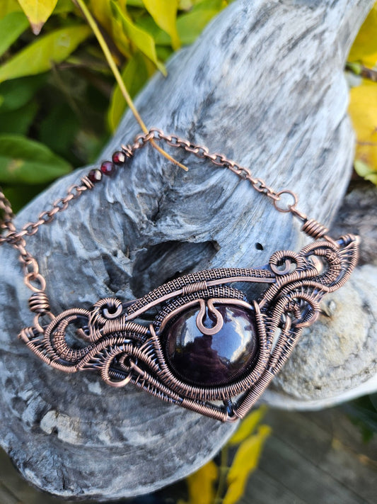 'Nefertiti' -Garnet and Copper Necklace