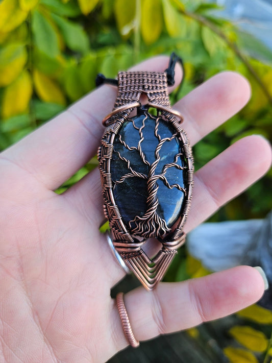 Labradorite and Copper Tree of Life Necklace