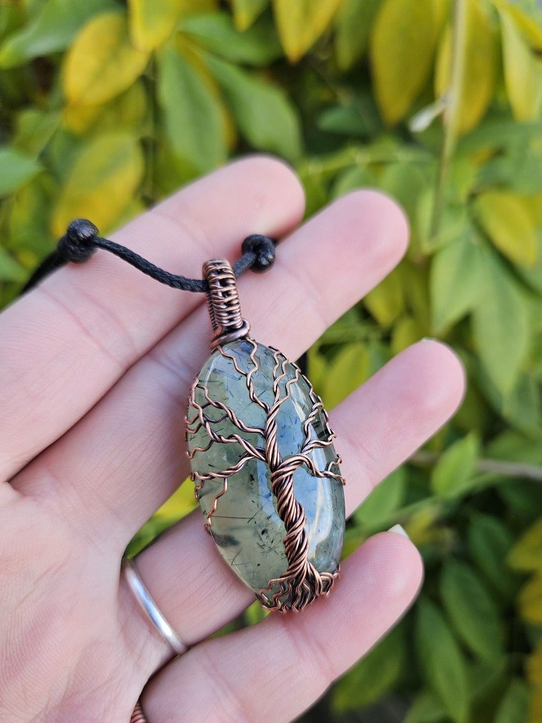 Prehnite and Copper Tree Necklace