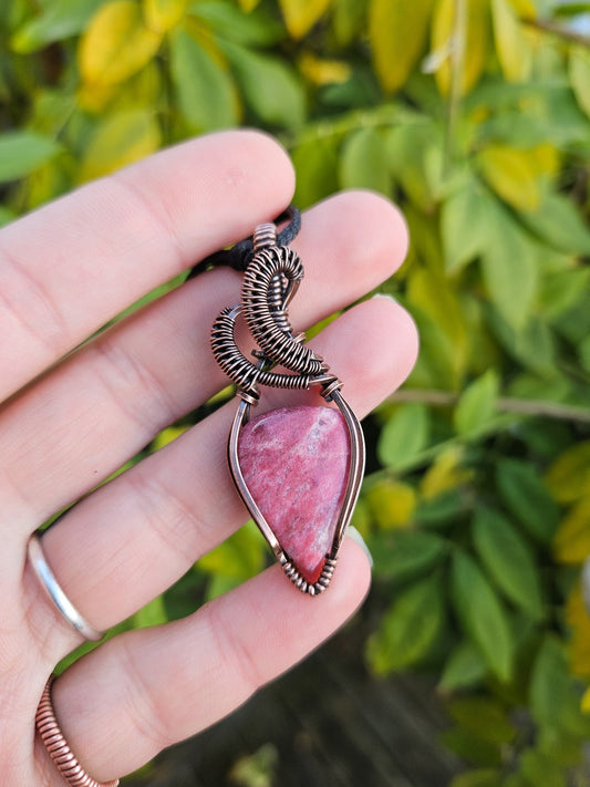 Thulite and Copper Necklace