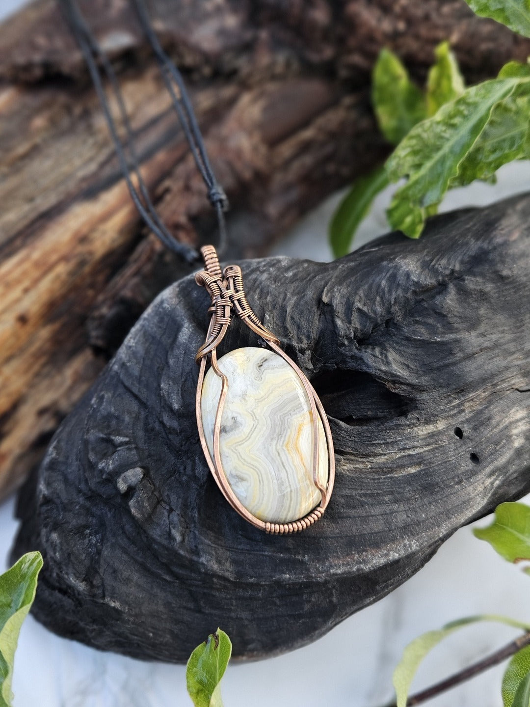 Crazy Lace Agate and Copper Necklace