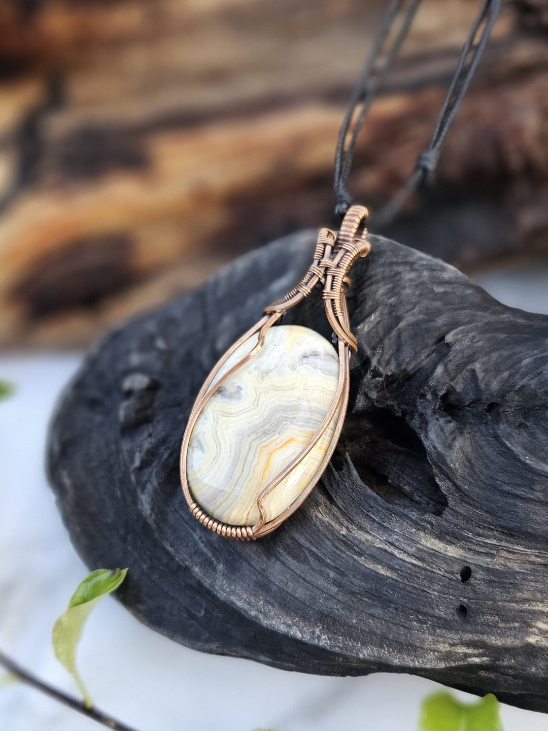 Crazy Lace Agate and Copper Necklace