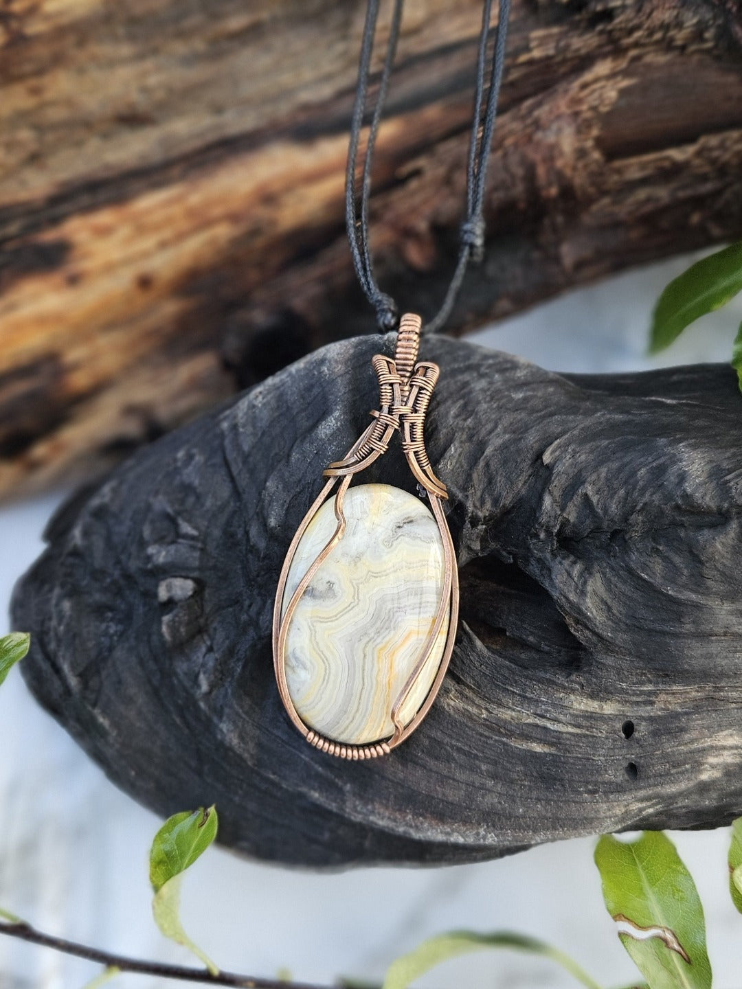 Crazy Lace Agate and Copper Necklace