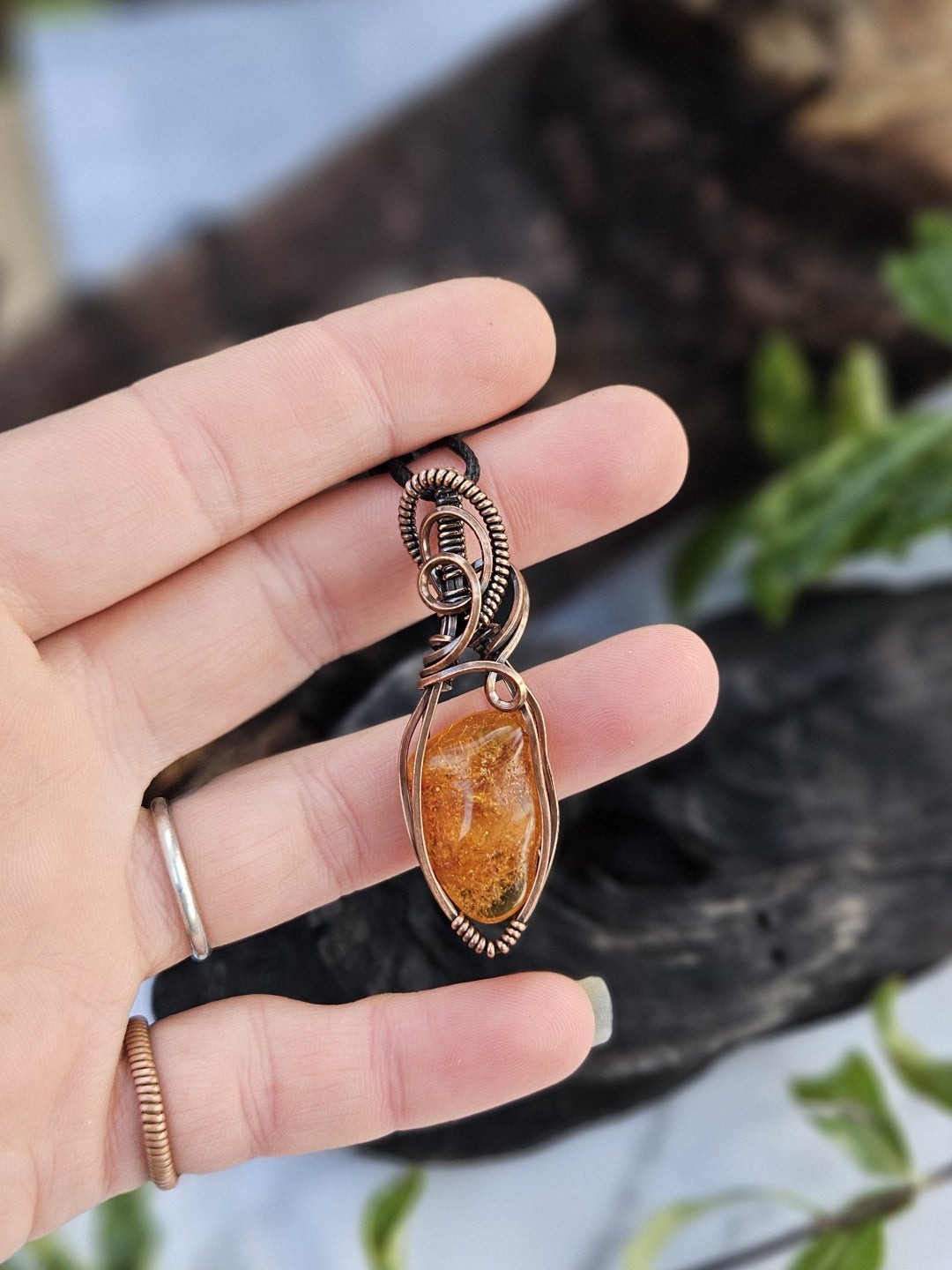 Amber and Copper Necklace