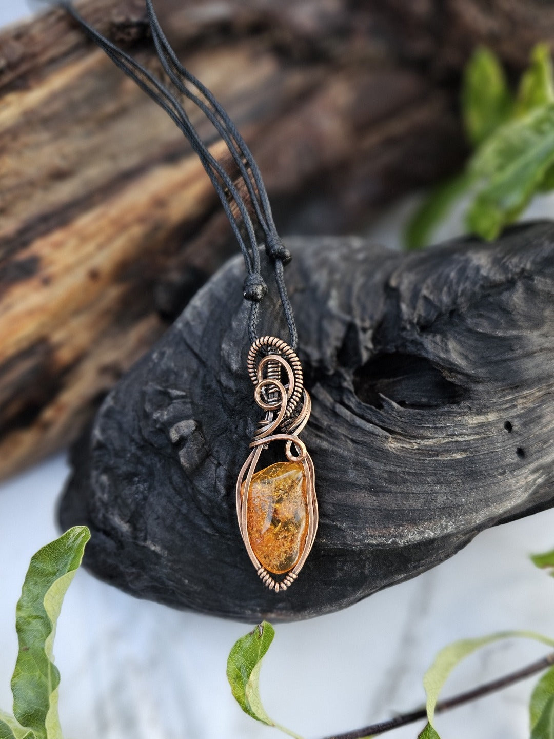 Amber and Copper Necklace