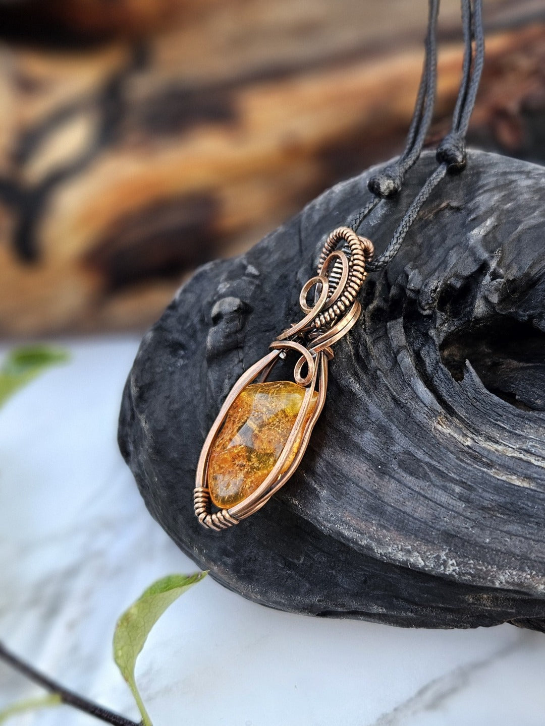 Amber and Copper Necklace