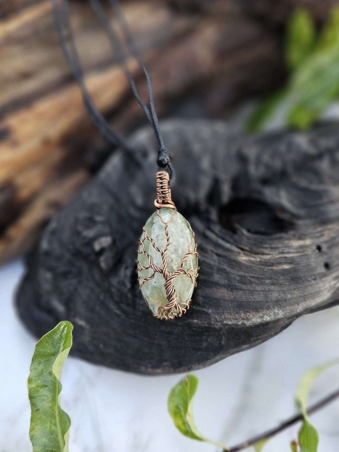 Green Fluorite and Copper Tree Necklace