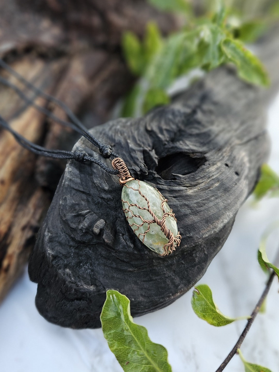 Green Fluorite and Copper Tree Necklace