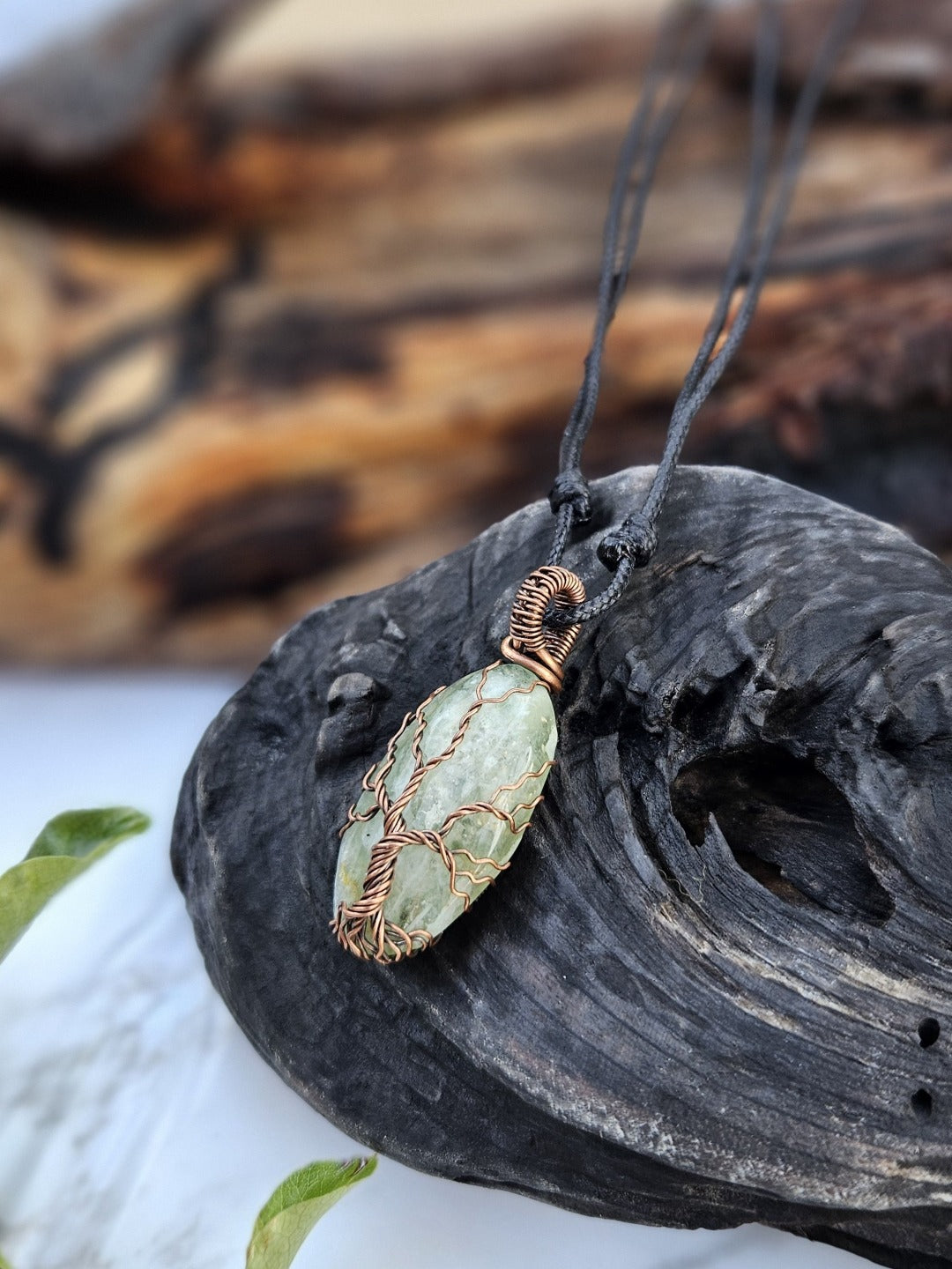 Green Fluorite and Copper Tree Necklace