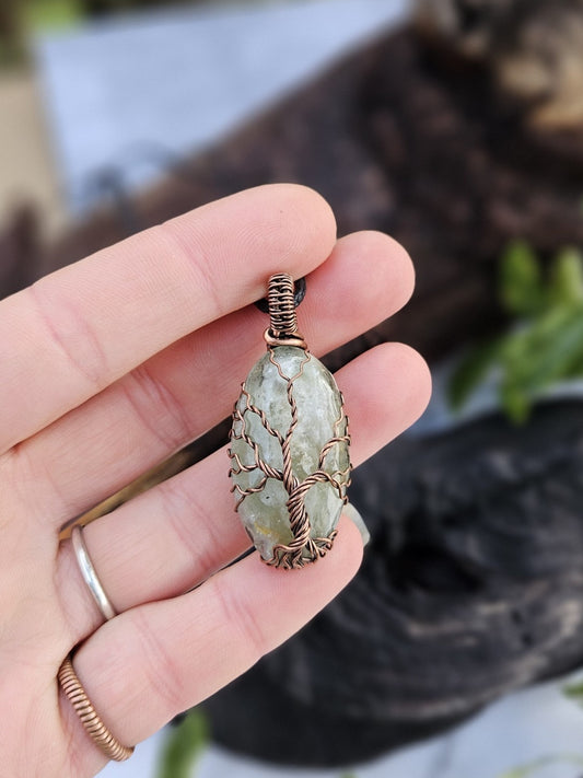 Green Fluorite and Copper Tree Necklace