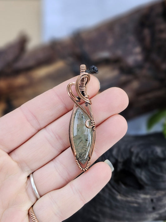 Prehnite and Copper Necklace