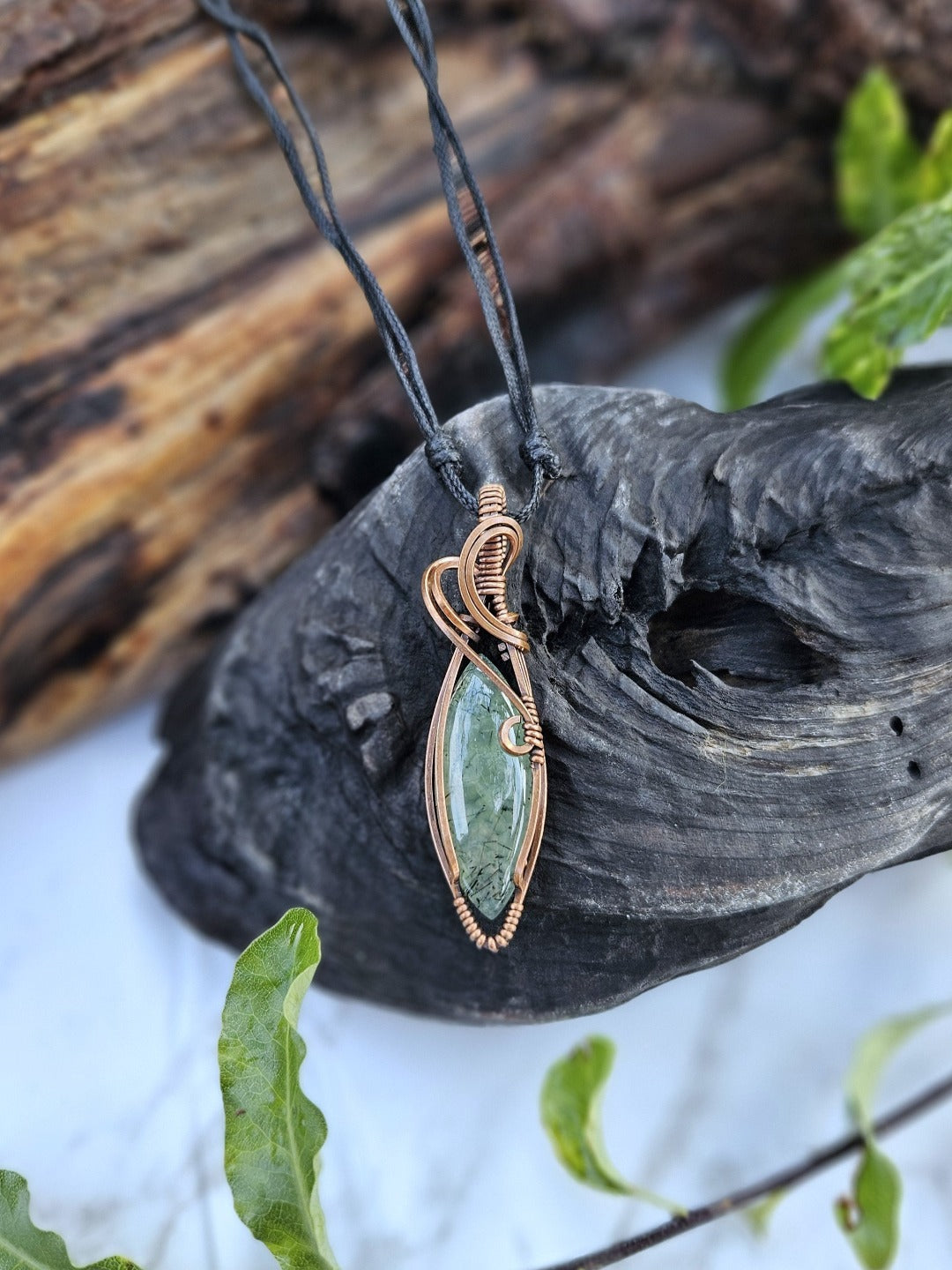 Prehnite and Copper Necklace