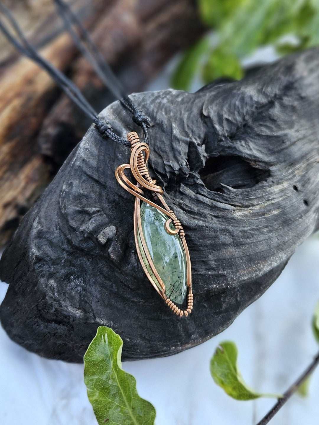 Prehnite and Copper Necklace