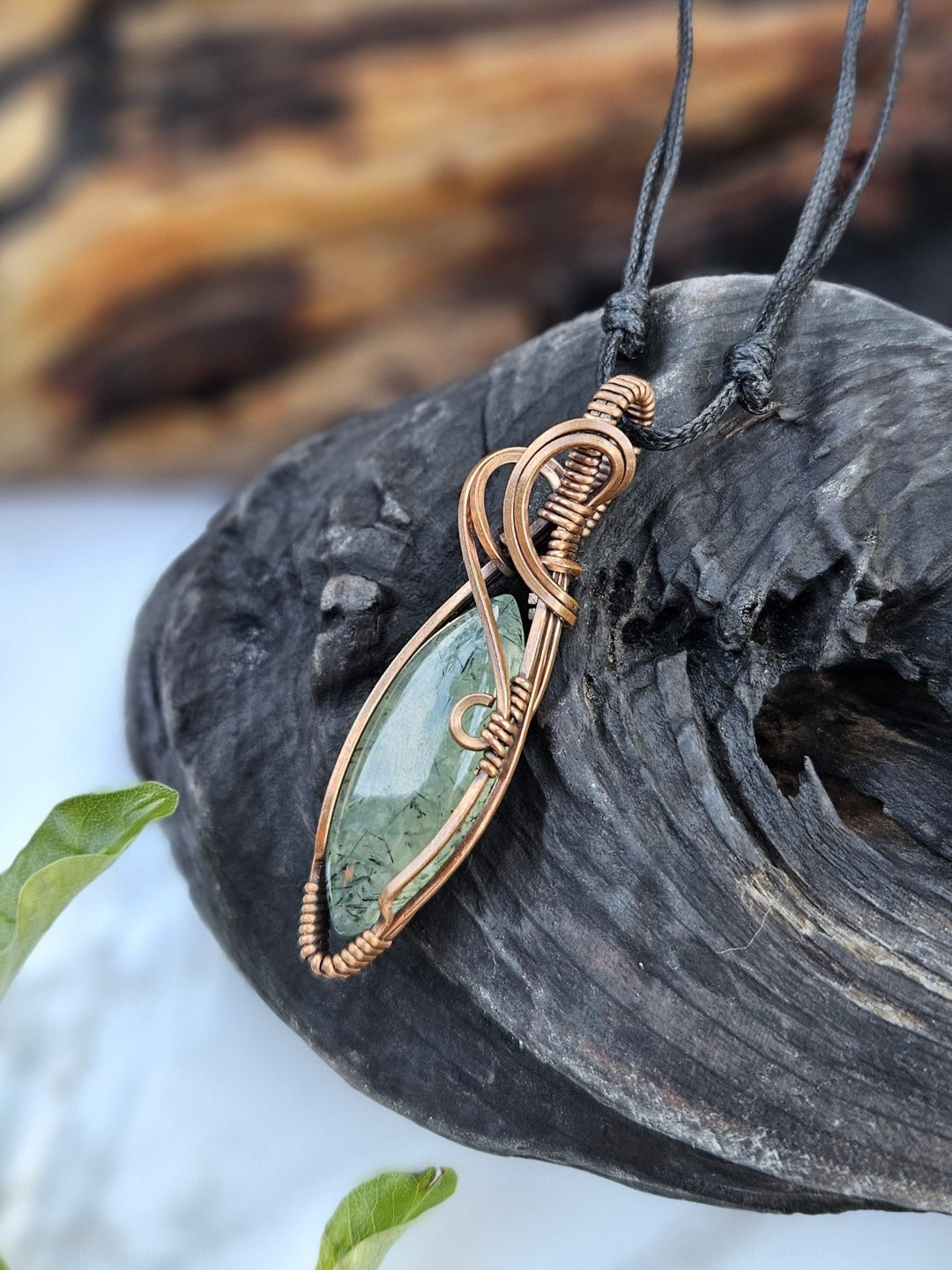 Prehnite and Copper Necklace