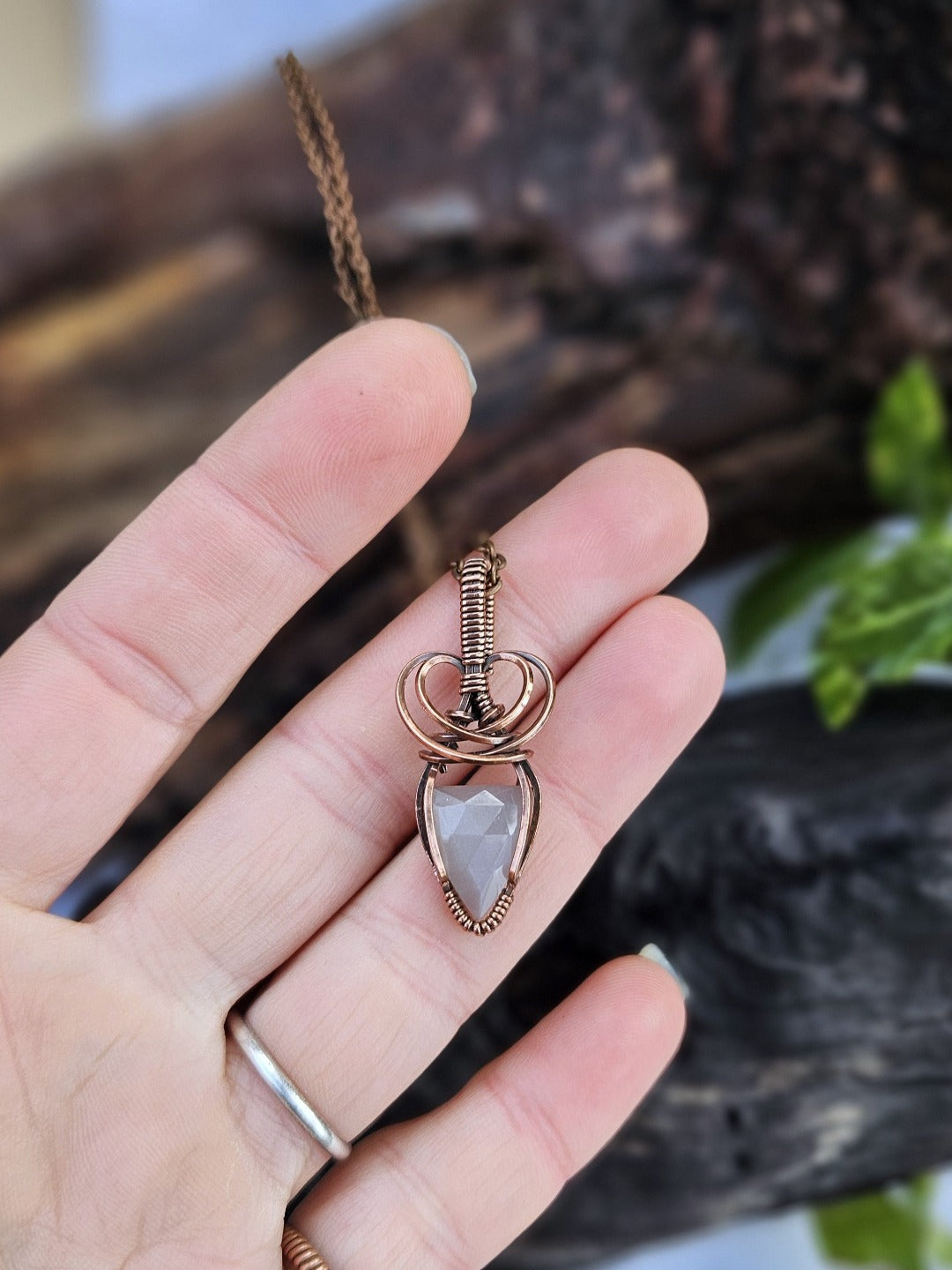 Grey Moonstone and Copper Necklace