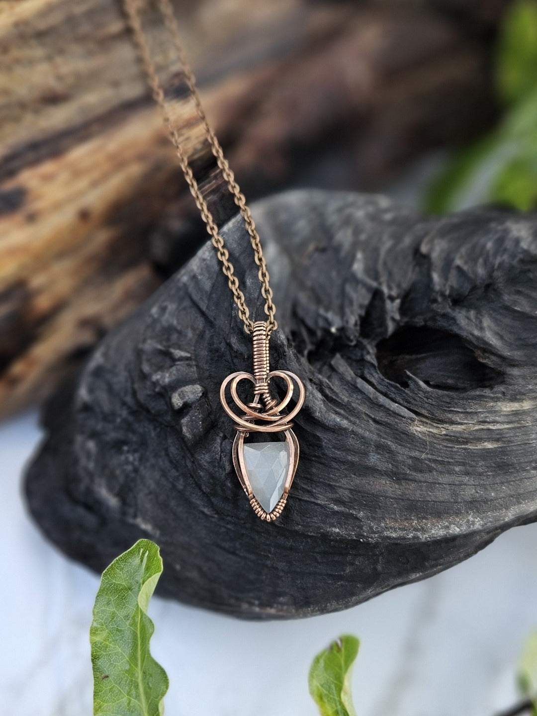 Grey Moonstone and Copper Necklace