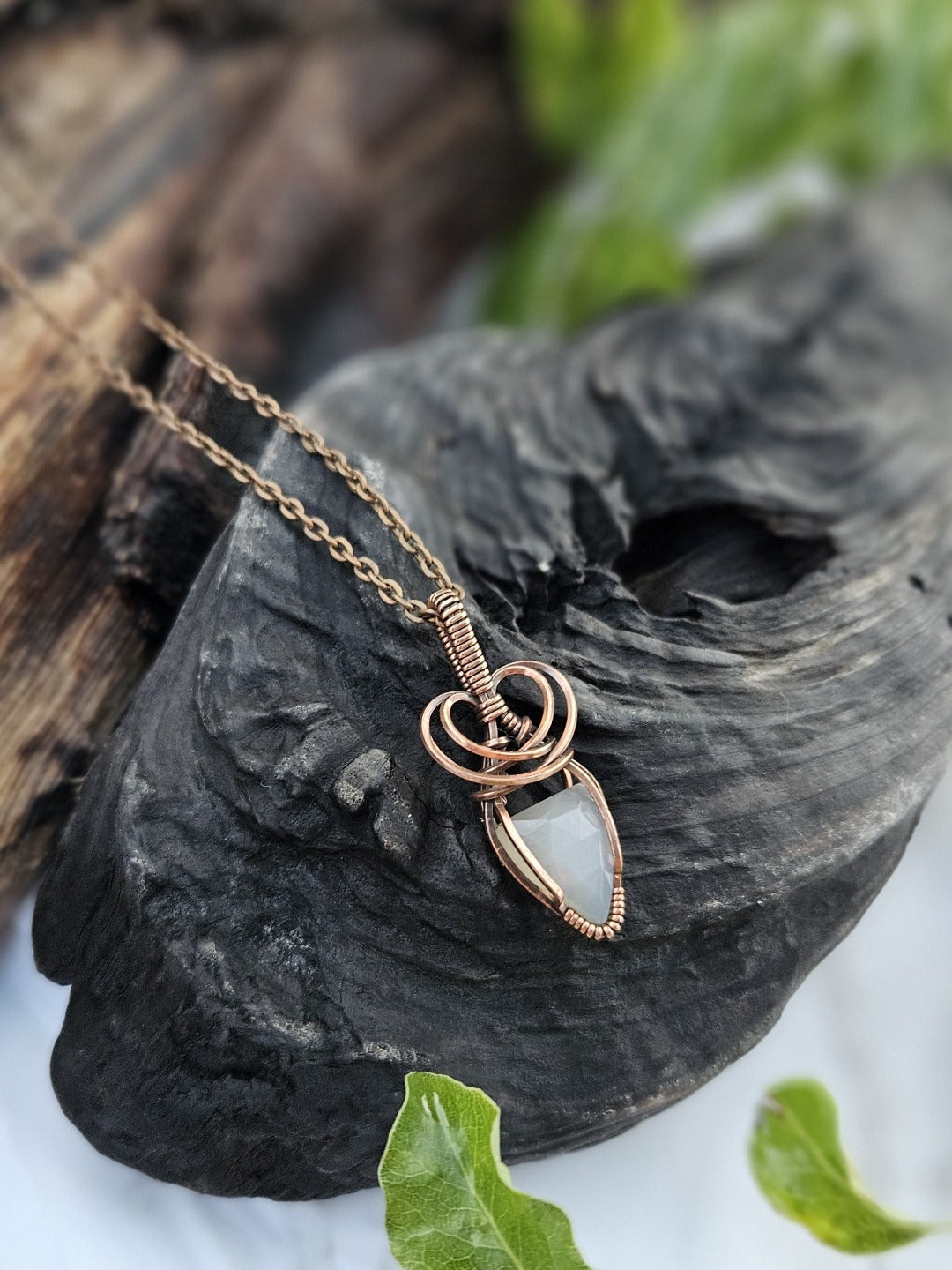 Grey Moonstone and Copper Necklace