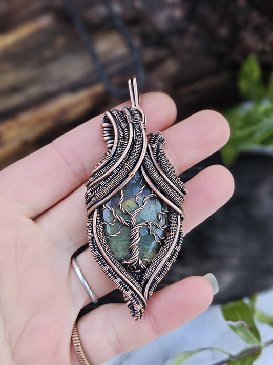 Labradorite and Copper Tree of Life Necklace