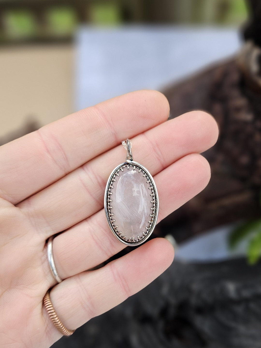 Rose Quartz and Sterling Silver Necklace