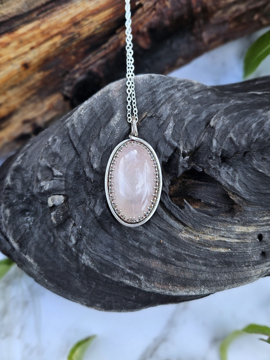 Rose Quartz and Sterling Silver Necklace