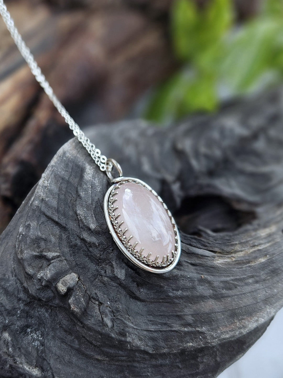 Rose Quartz and Sterling Silver Necklace