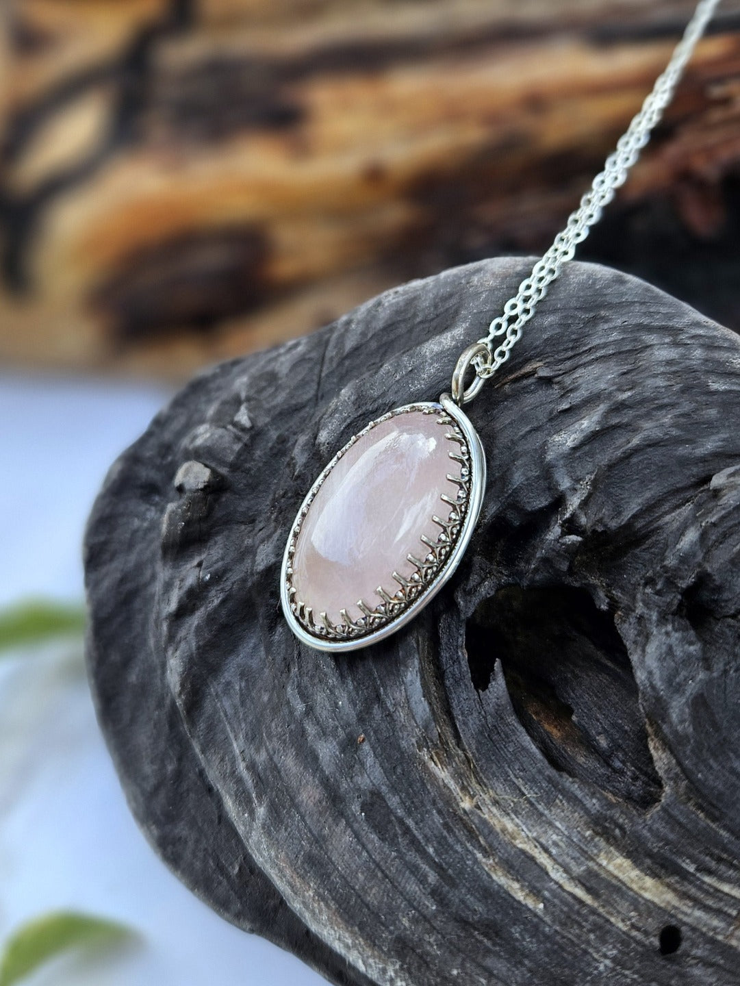 Rose Quartz and Sterling Silver Necklace