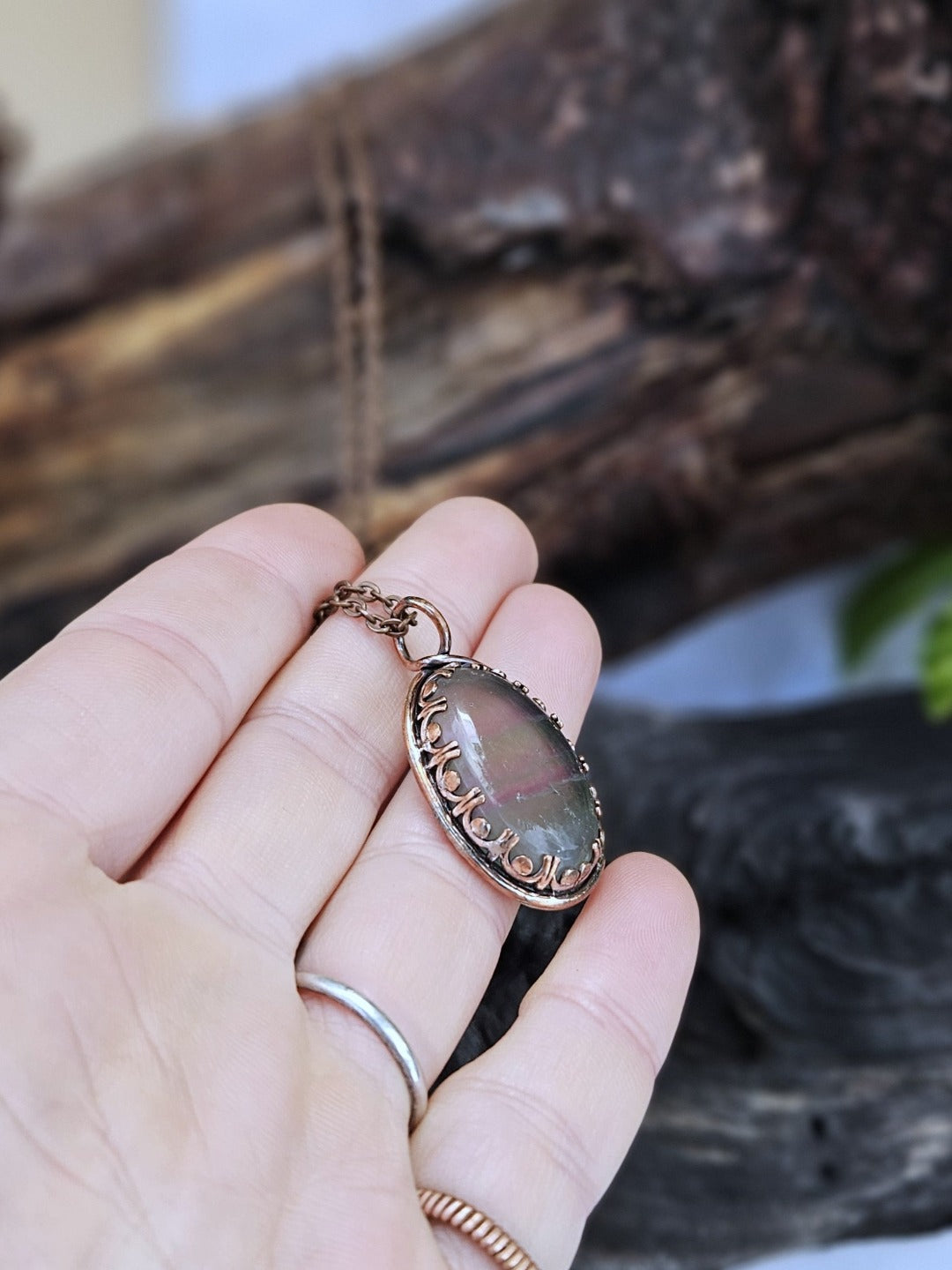 Rainbow Fluorite and Copper Necklace