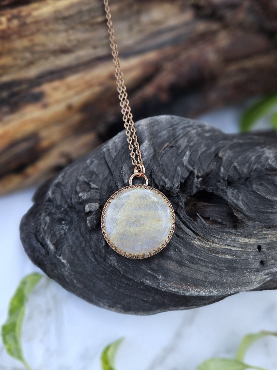 African Moonstone and Copper Necklace