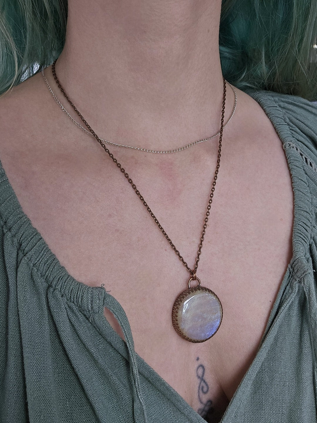 African Moonstone and Copper Necklace