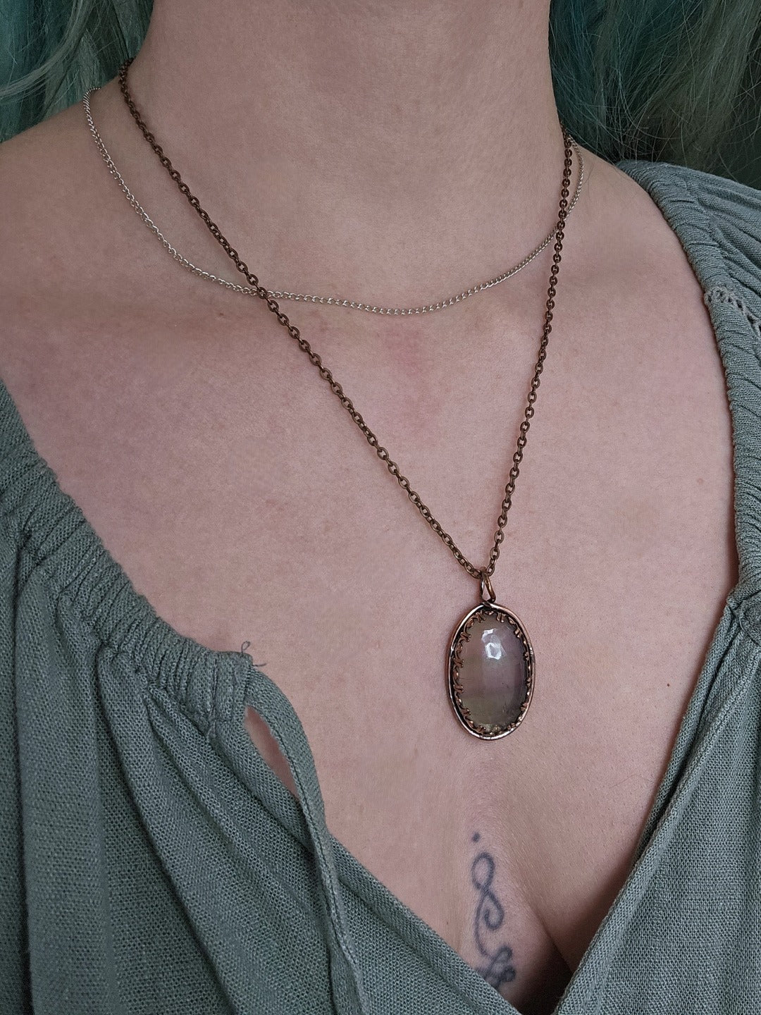 Rainbow Fluorite and Copper Necklace