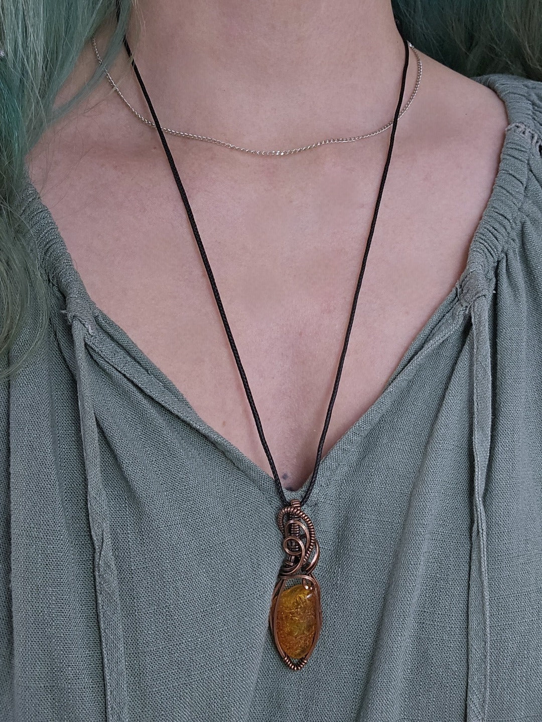 Amber and Copper Necklace