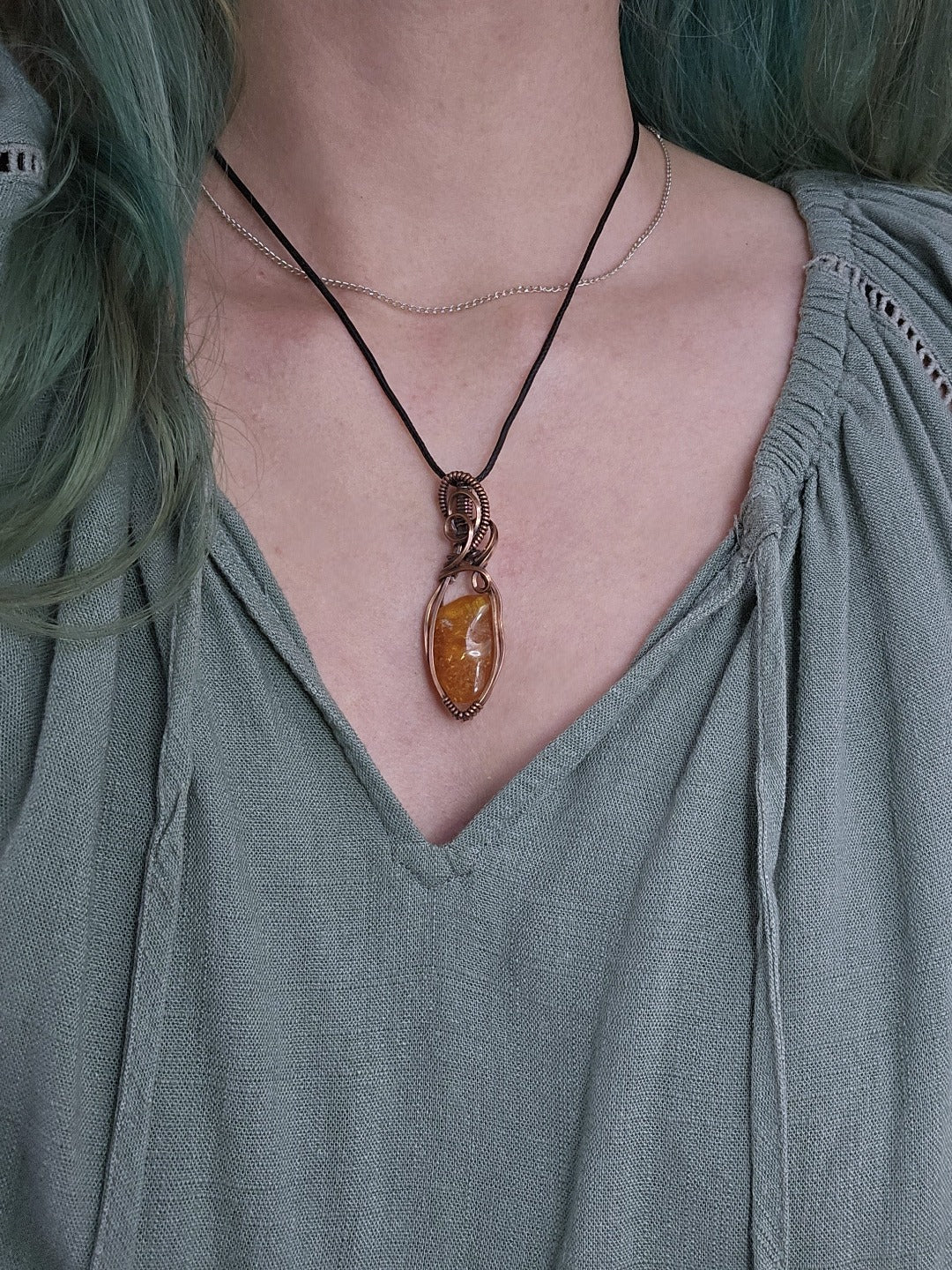 Amber and Copper Necklace