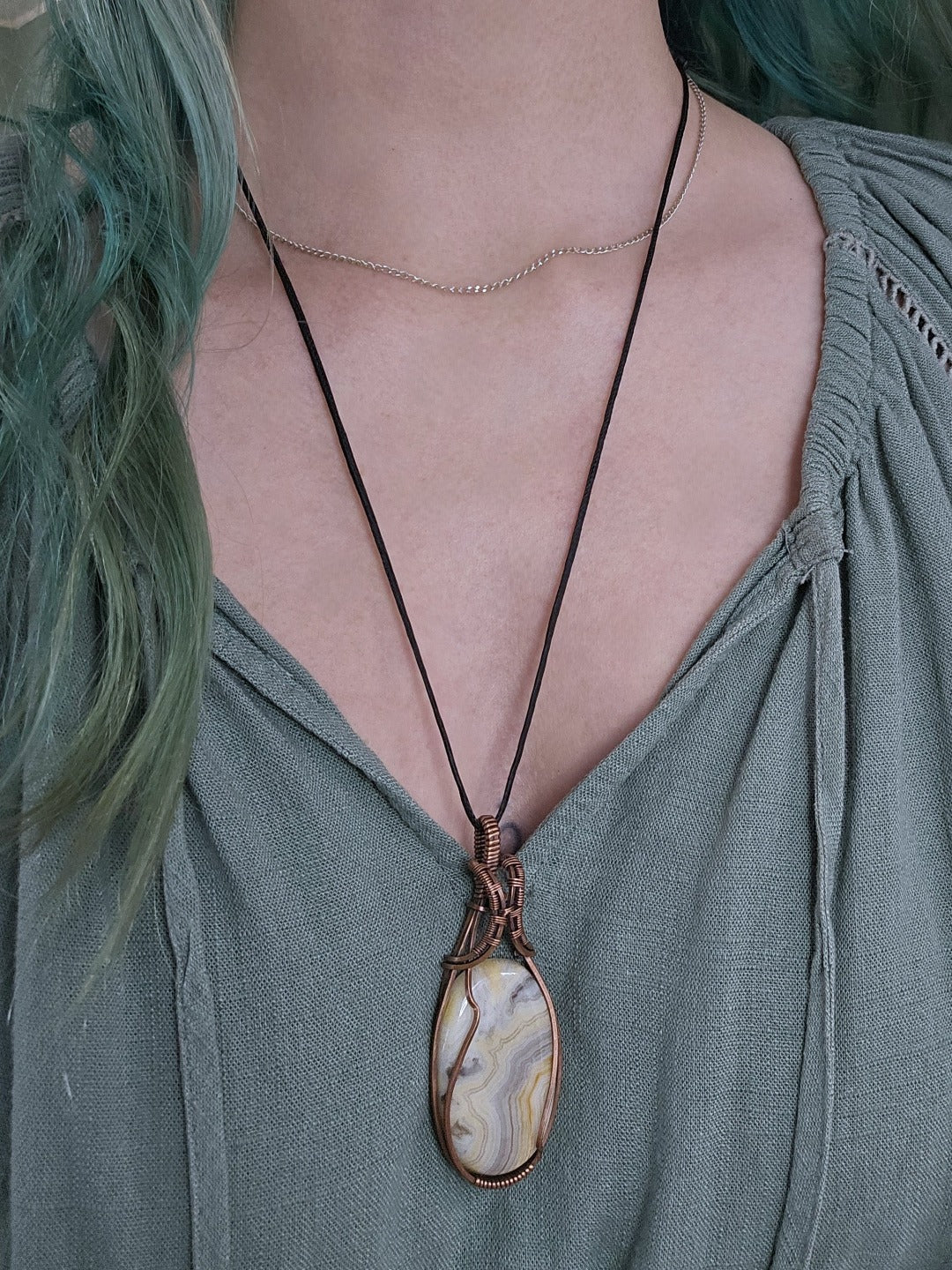 Crazy Lace Agate and Copper Necklace