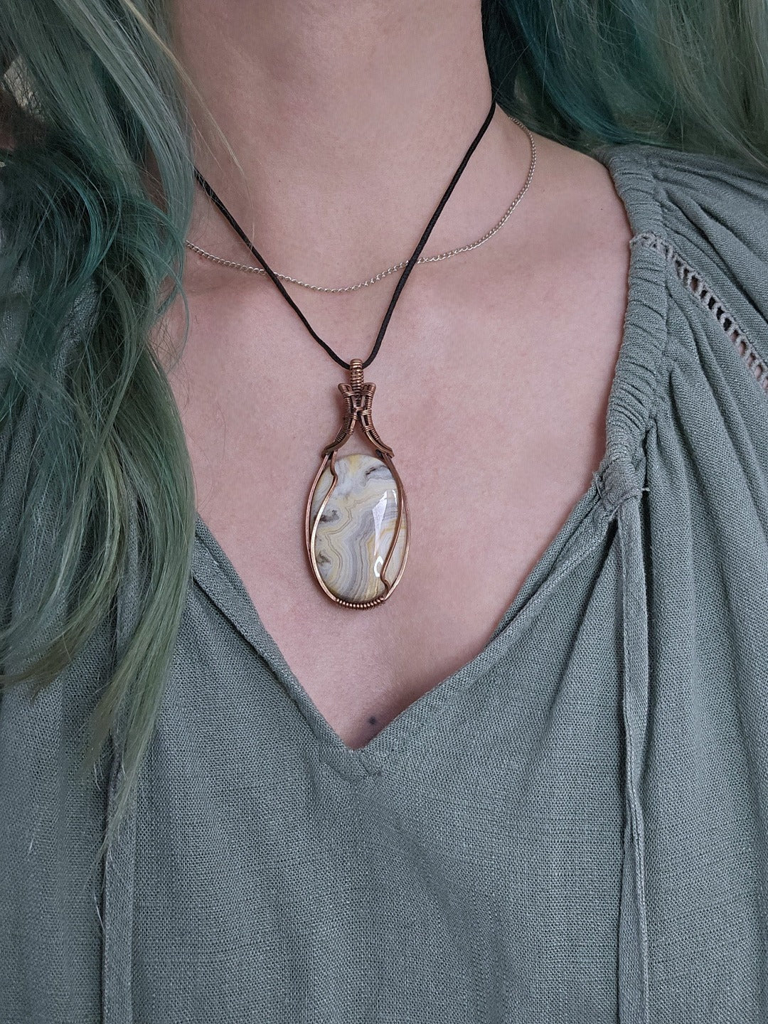 Crazy Lace Agate and Copper Necklace