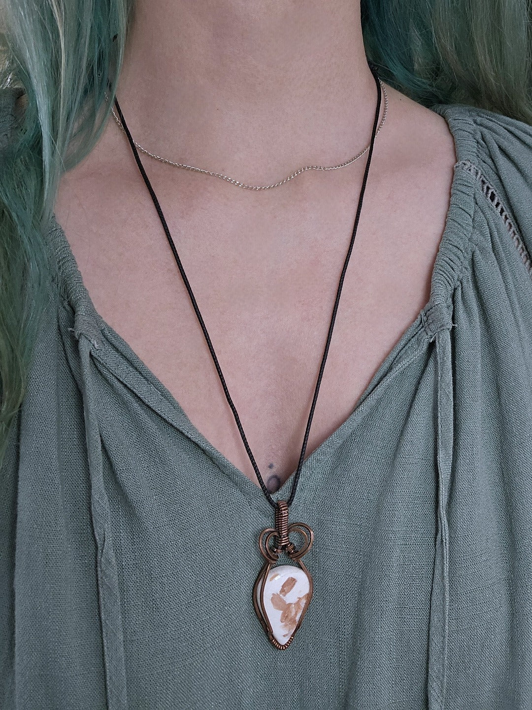 Scolecite and Copper Necklace