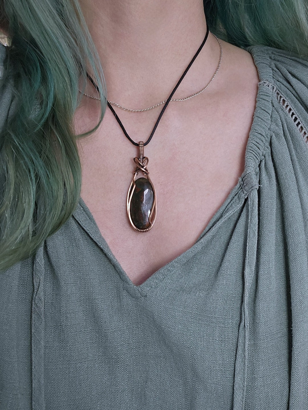 Bloodstone and Copper Necklace