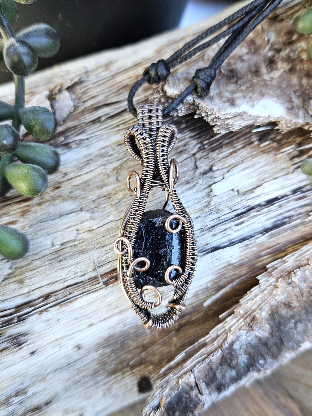 Black Tourmaline and Copper Necklace