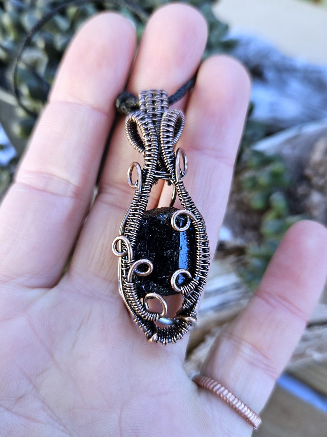 Black Tourmaline and Copper Necklace