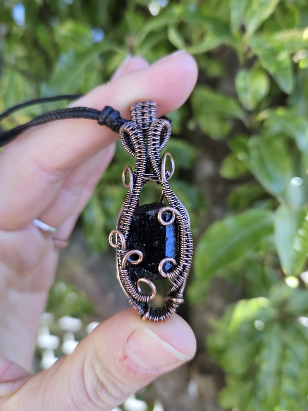 Black Tourmaline and Copper Necklace