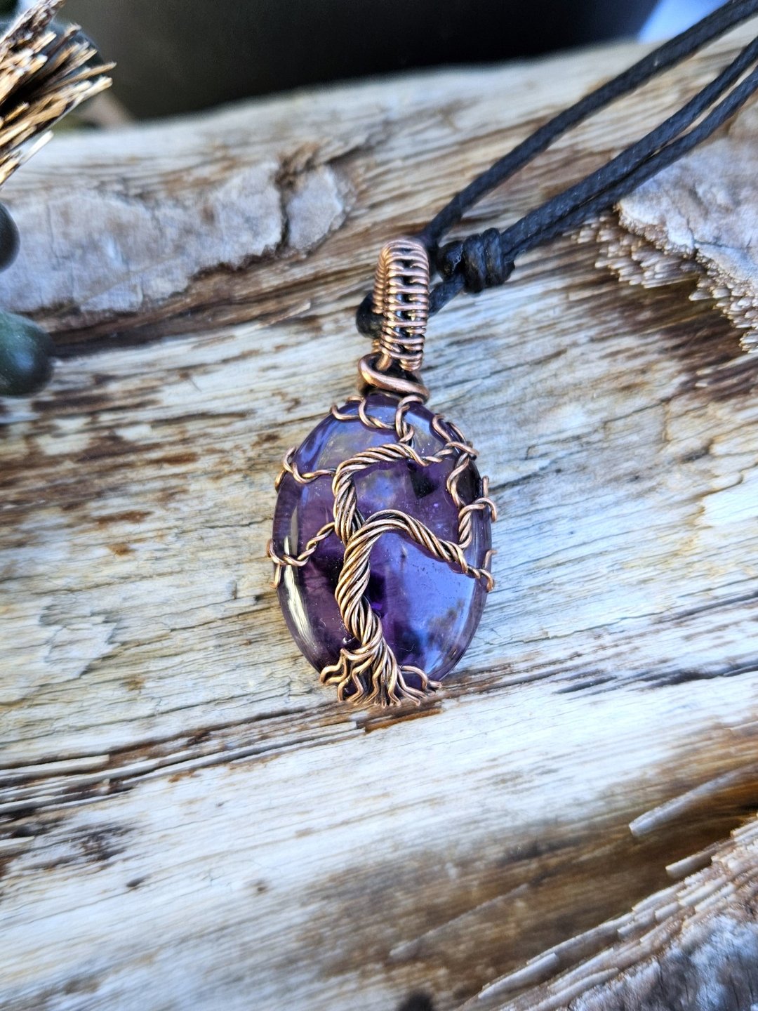 Amethyst and Copper Tree Necklace