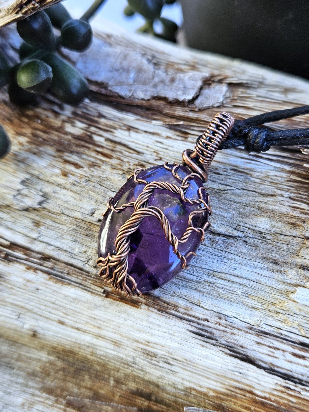 Amethyst and Copper Tree Necklace