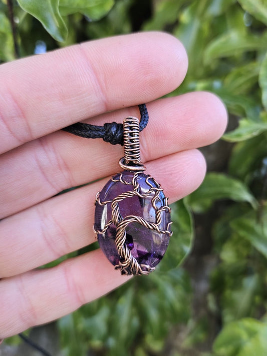 Amethyst and Copper Tree Necklace