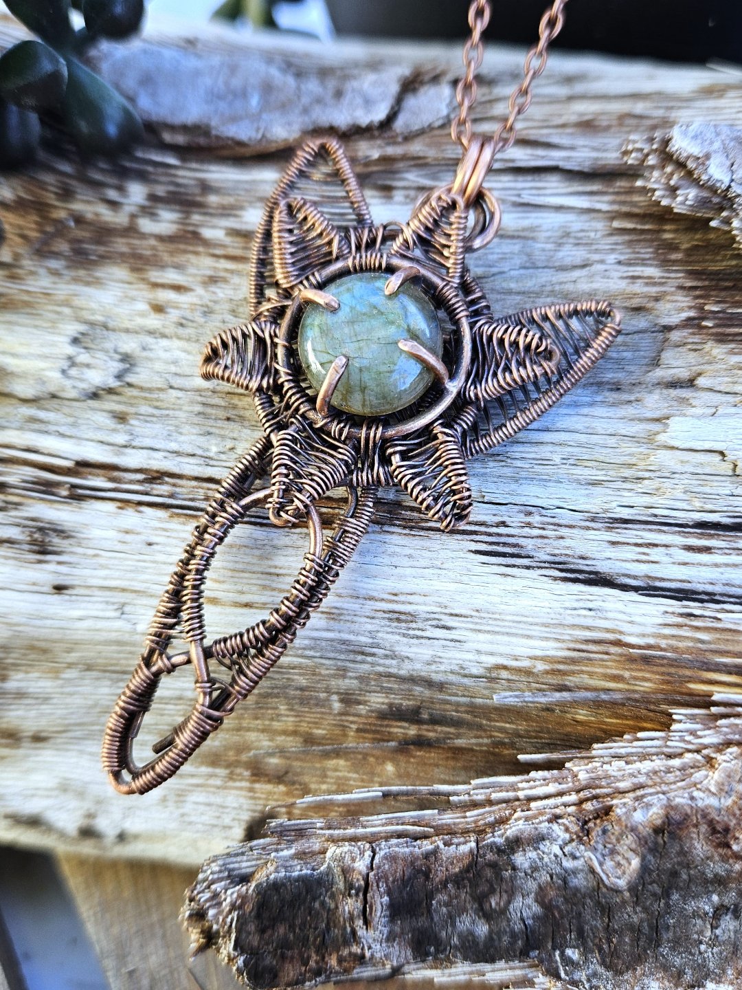 Labradorite and Copper 'Dwarven Star' Necklace